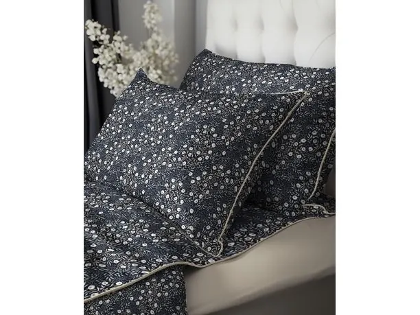 Pościel z perkalu 160x200 +2/70x80 z bizą drobne kwiatuszki Lame Percale 5052 a + torba