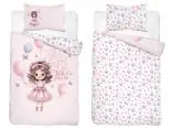 Pościel z bawełny 100x135 + 40x60 księżniczka dla dzieci do łóżeczka 5141 a różowo wrzosowa