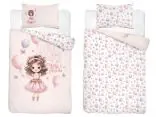 Pościel z bawełny 100x135 + 40x60 księżniczka dla dzieci do łóżeczka 5141 b różowa