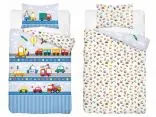 Pościel z bawełny 90x120 + 40x60 niebieska autostrada dla dzieci do łóżeczka 5139 a biało niebieska