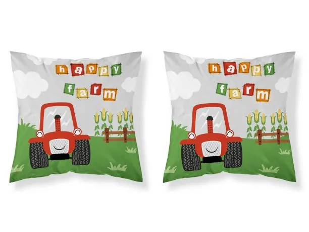 Poszewka dziecięca bawełniana 40x40 cm dla dzieci happy farm czerwony traktor psba 040 b