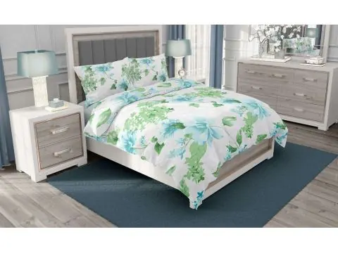 Pościel z bawełny 160x200 +2/70x80 Amelia kwiatki na białym tle Gold Collection