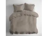 Pościel bawełniana 160x200+2/70x80 z falbankami ciemnobeżowa