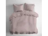 Pościel bawełniana 220x200+2/70x80 z falbankami różowy pudrowy