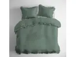 Pościel bawełniana 220x200+2/70x80 z falbankami miętowa