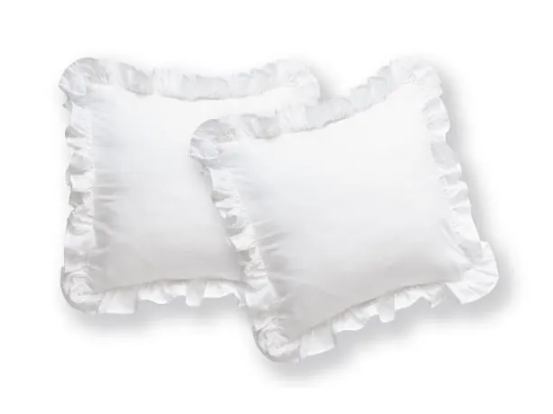 Komplet poszewek bawełnianych 2x40x40 z falbanką biała poszewka 2 sztuki