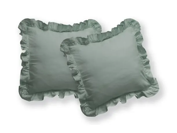 Komplet poszewek bawełnianych 2x40x40 z falbanką miętowa poszewka 2 sztuki