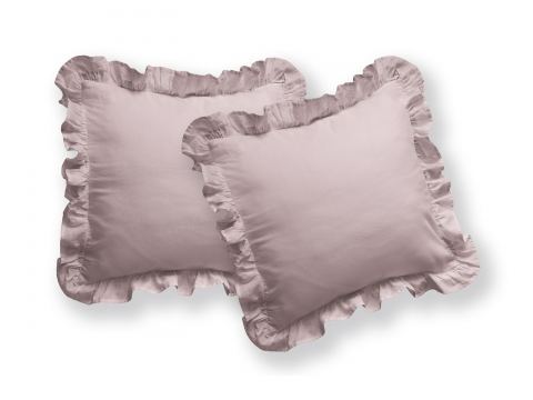 Komplet poszewek bawełnianych 2x40x40 z falbanką pink poszewka  2 sztuki różowe