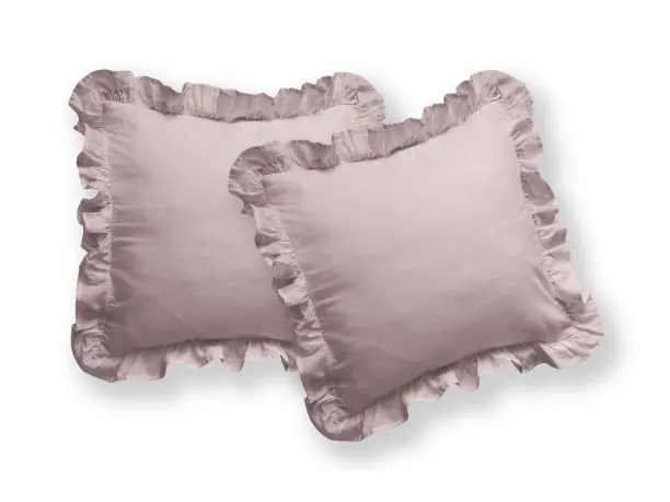 Komplet poszewek bawełnianych 2x40x40 z falbanką pink poszewka 2 sztuki różowe