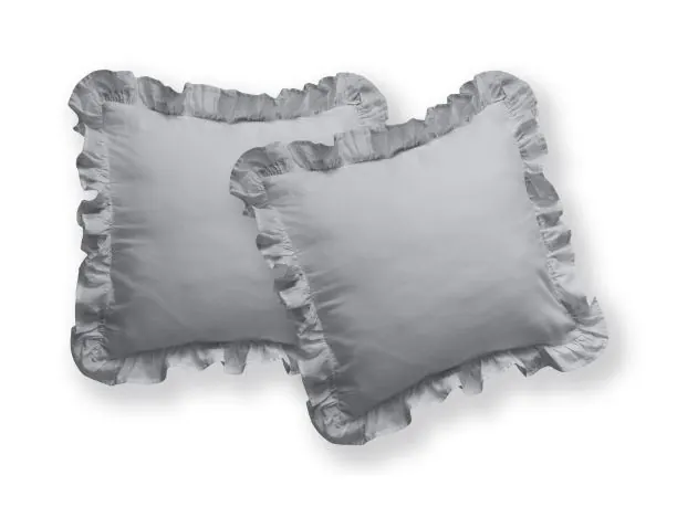 Komplet poszewek bawełnianych 2x40x40 z falbanką grey poszewka 2 sztuki ciepły szary jednobarwne