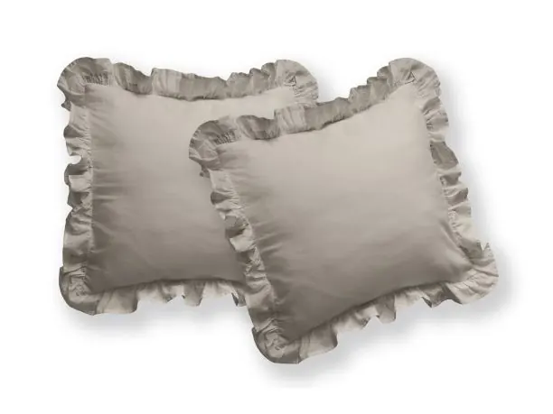 Komplet poszewek bawełnianych 2x40x40 z falbanką taupe poszewka 2 sztuki ciemnobeżowy jednobarwne