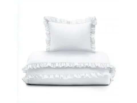 Pościel niemowlęca 100x135 z falbanką – 100% bawełna biała do łóżeczka