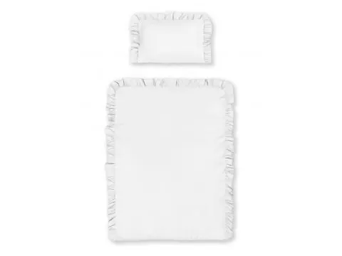 Pościel niemowlęca 100x135 z falbanką – 100% bawełna biała do łóżeczka