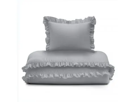 Pościel niemowlęca 100x135 z falbanką – 100% bawełna jasny popiel (light grey) do łóżeczka