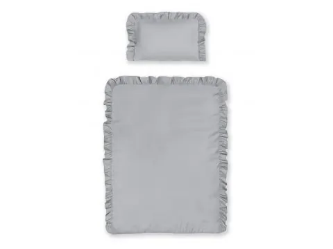 Pościel niemowlęca 100x135 z falbanką – 100% bawełna jasny popiel (light grey) do łóżeczka