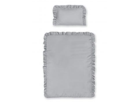 Pościel niemowlęca z bawełny 100x135 +40x60 z falbanką light grey do łóżeczka jasnoszara Pościel niemowlęca z bawełny 100x135 +40x60 z falbanką light grey do łóżeczka jasnoszara