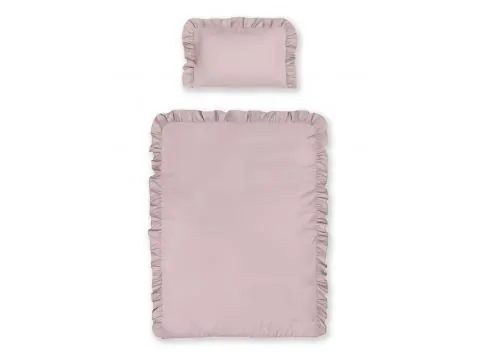 Pościel niemowlęca 100x135 z falbanką – 100% bawełna różowa do łóżeczka