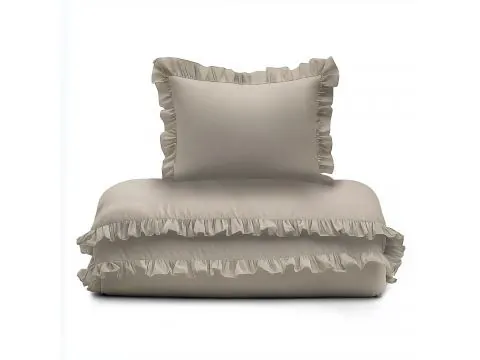 Pościel niemowlęca 100x135 z falbanką – 100% bawełna ciemny beż (taupe) do łóżeczka