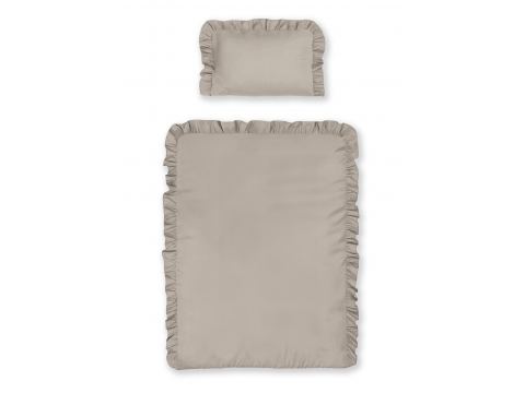 Pościel niemowlęca z bawełny 100x135 +40x60 z falbanką taupe do łóżeczka ciemnobeżowa Pościel niemowlęca z bawełny 100x135 +40x60 z falbanką taupe do łóżeczka ciemnobeżowa