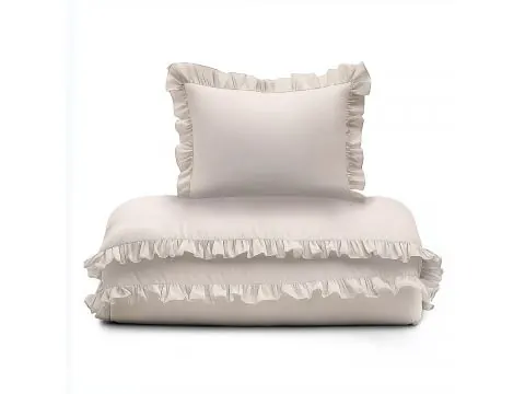 Pościel niemowlęca 100x135 z falbanką – 100% bawełna jasny beż do łóżeczka