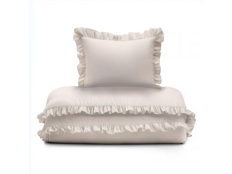Pościel niemowlęca z bawełny 100x135 +40x60 z falbanką beige do łóżeczka jasnobeżowa Pościel niemowlęca z bawełny 100x135 +40x60 z falbanką beige do łóżeczka jasnobeżowa