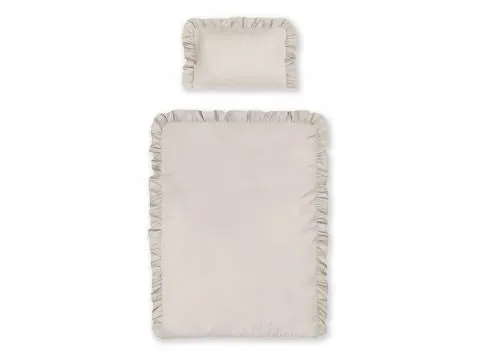 Pościel niemowlęca 100x135 z falbanką – 100% bawełna jasny beż do łóżeczka