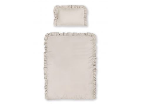Pościel niemowlęca z bawełny 100x135 +40x60 z falbanką beige do łóżeczka jasnobeżowa Pościel niemowlęca z bawełny 100x135 +40x60 z falbanką beige do łóżeczka jasnobeżowa