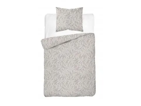 Pościel satynowa 140x200+1/70x80 drobne listki na beżowym tle wz. 5217 b detexpol