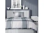 Pościel satynowa 140x200+1/70x80 szara kratka wz. 5218 a detexpol