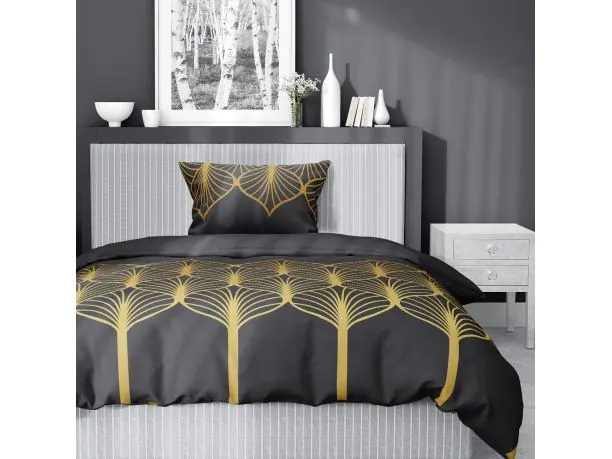 Pościel satynowa 140x200+1/70x80 złoty wzór wz. 5225 a detexpol