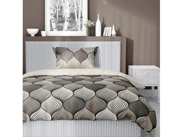 Pościel satynowa 140x200+1/70x80 beżowa fantazja wz. 5226 b detexpol