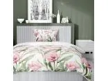 Pościel satynowa 140x200+1/70x80 różowe kwiatki wz. 5328 a detexpol