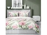 Pościel satynowa 160x200+2/70x80 różowe kwiatki wz. 5328 a detexpol