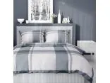 Pościel satynowa 160x200+2/70x80 szara kratka wz. 5218 a detexpol