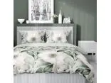 Pościel satynowa 220x200+2/70x80 miętowe begonie wz. 5220 b detexpol