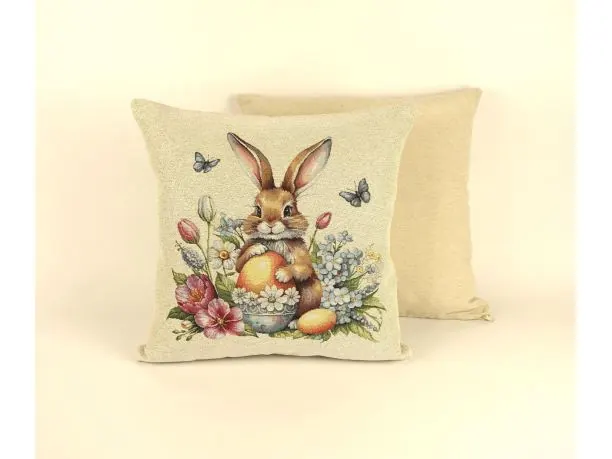 Poszewka wielkanocna gobelinowa zajączek z pisanką SlodkieSny 45x45 cm wz 314 c