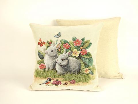 Poszewka wielkanocna gobelinowa dwa zajączki SlodkieSny 45x45 cm wz. 302 a