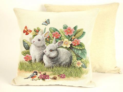 Poszewka wielkanocna gobelinowa dwa zajączki SlodkieSny 45x45 cm wz. 302 a