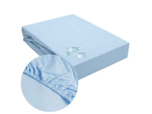 Nieprzemakalne prześcieradło 90x200 jersey z gumką niebieskie