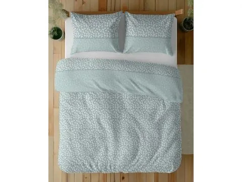 Pościel z bawełny 160x200 +2/70x80 miętowe kwiatuszki wz.5336 a