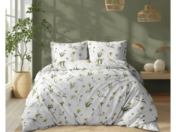 Pościel z bawełny 160x200 +2/70x80 polne kwiatki na jasnym tle wz.5339 b