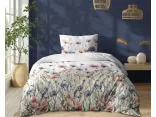 Pościel z bawełny 140x200 +1/70x80 maki, bławatki wz. 5341 a