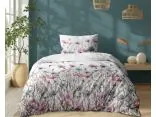 Pościel z bawełny 140x200 +1/70x80 turkusowe, różowe maki wz. 5341 b