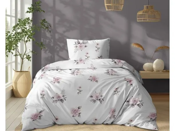 Pościel bawełniana 140x200 +1/70x80 różowe róże wz. 5342 b