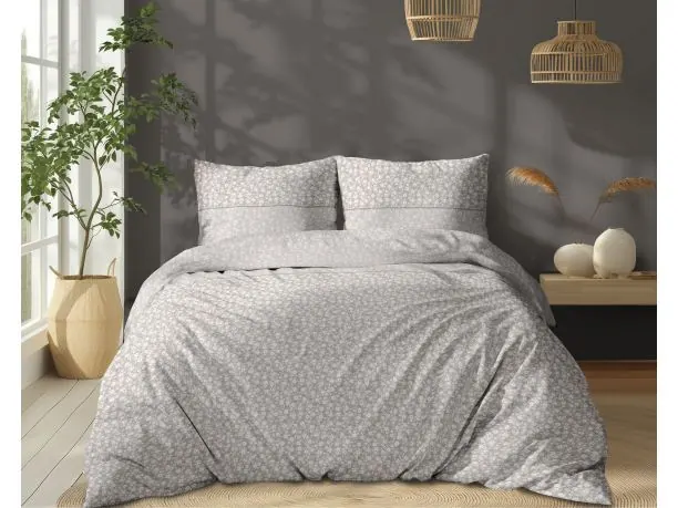 Pościel bawełniana 180x200 +2/70x80 beżowe kwiatuszki wz.5336 b