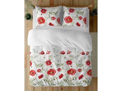 Pościel z bawełny 180x200 +2/70x80 maki wz.5340 a Pościel z bawełny 180x200 +2/70x80 maki wz.5340 a