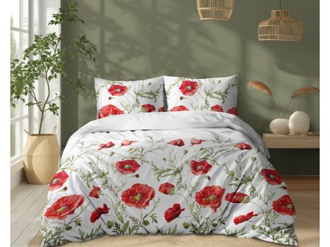 Pościel z bawełny 180x200 +2/70x80 maki wz.5340 a Pościel z bawełny 180x200 +2/70x80 maki wz.5340 a