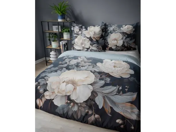 Pościel z bawełny 160x200 +2/70x80 kremowe piwonie holland collection holenderska 3D 5131 A