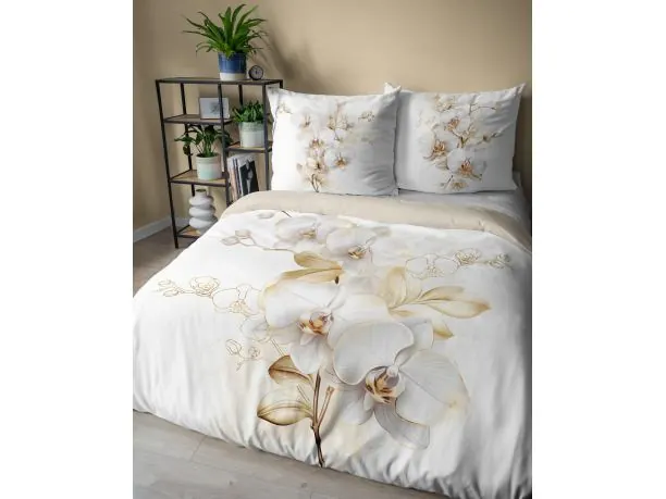 Pościel bawełniana 220x200 +2/70x80 białe storczyki holland collection holenderska 3D 5132 A
