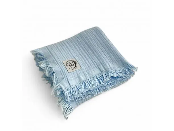 Muślinowy Kocyk dla dziecka 100x120 Niebieski 100% bawełna Delikatność i Komfort